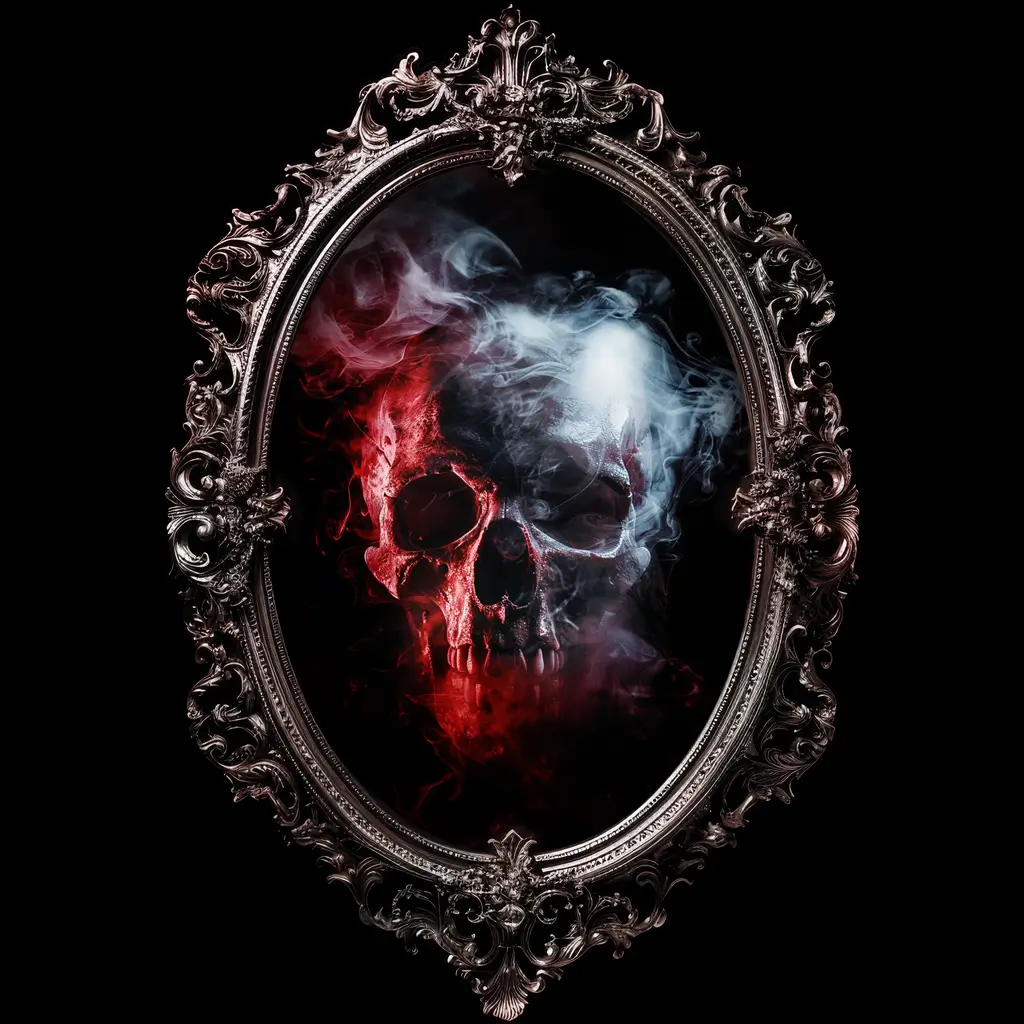 Smokey Skull in Antique Vanity